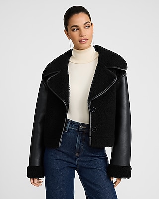 Faux Leather Shearling Coat