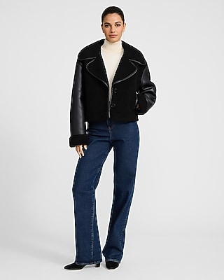 Faux Leather Shearling Coat