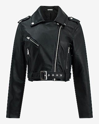 Faux Leather Cropped Moto Jacket - thumbnail 5