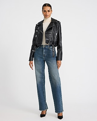 Faux Leather Cropped Moto Jacket - thumbnail 4