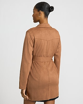 Faux Suede Belted Coat - thumbnail 2
