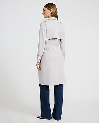 Faux Suede Wrap Midi Trench Coat - image 3