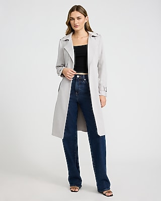 Faux Suede Wrap Midi Trench Coat - image 4