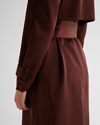 Trench Marron Satiné T42 – Coupe Regular, Ceinturable, Idéal Mi-saison