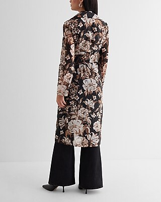 Floral Sheer Belted Trench Coat | Express