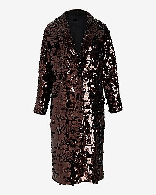 Sequin One Button Trench Coat - image 5