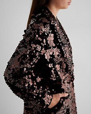 Sequin One Button Trench Coat - image 2
