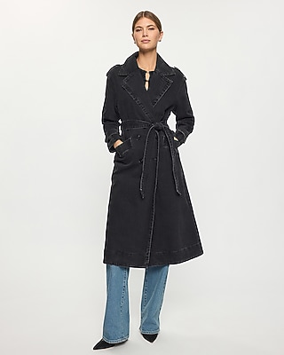Black Denim Trench Coat