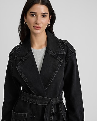Black Denim Trench Coat
