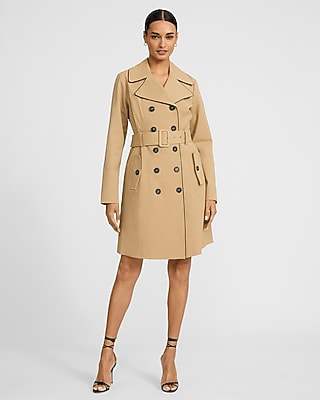 Double Breasted Belted Midi Trench Coat