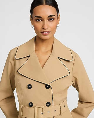 Double Breasted Belted Midi Trench Coat