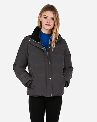 short belted puffer coat