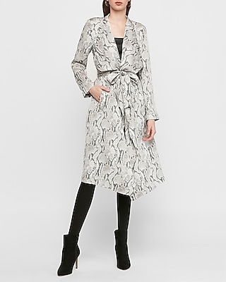 grey satin snake print blazer dress