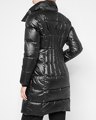 black shiny womens puffer coat