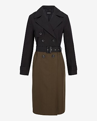 Color Block Nylon Belted Trench Coat Express