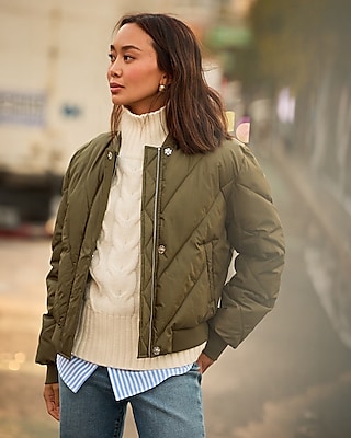 Cropped Puffer Bomber Jacket