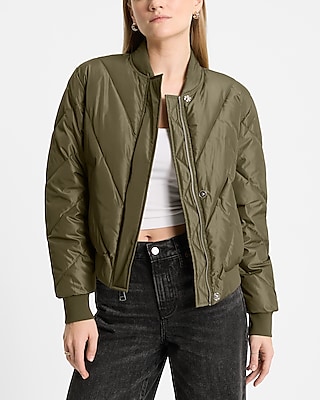 Cropped Puffer Bomber Jacket