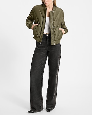 Cropped Puffer Bomber Jacket