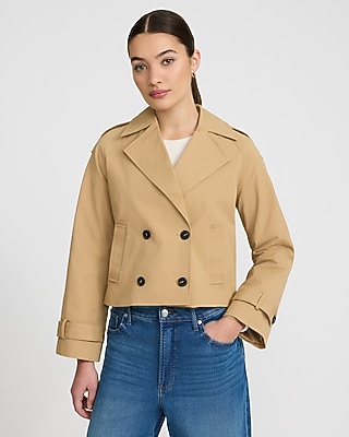 Double Breasted Cropped Trench Coat