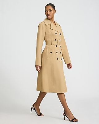 Double Breasted Belted Maxi Trench Coat