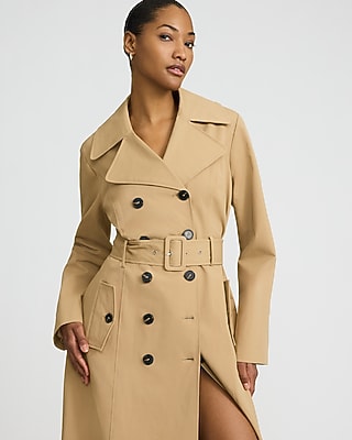 Double Breasted Belted Maxi Trench Coat