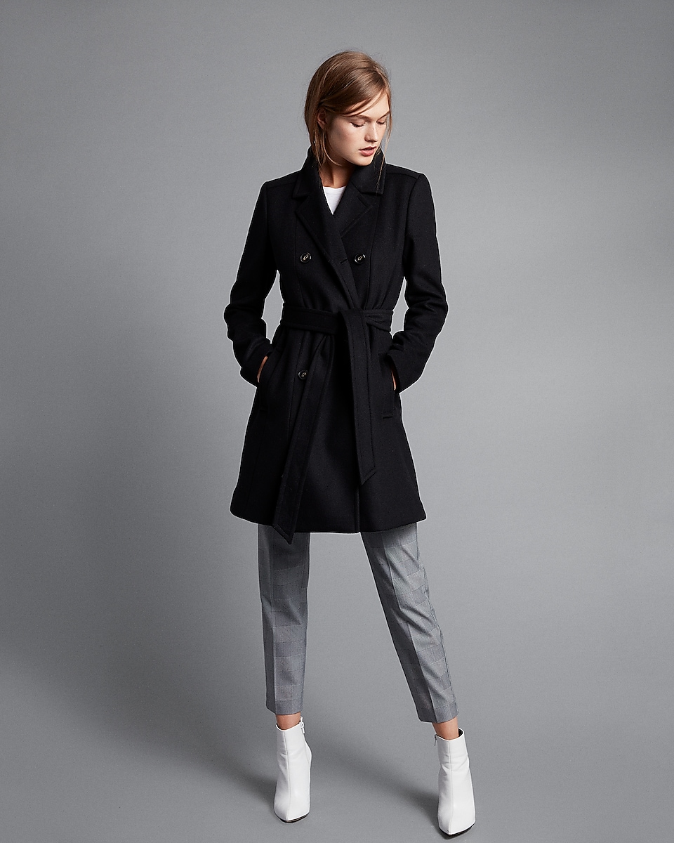 Premium Wool Blend Belted Trench Coat | Express