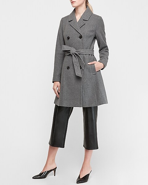 Belted Wool Blend Trench Coat Express, Women Wool Trench Coat
