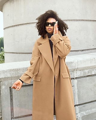 Caramel Shawl Collar Wrap Front Belted Short Coat