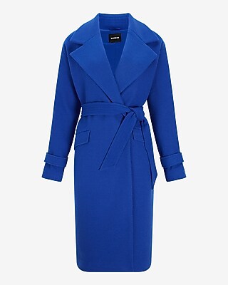 Belted Wrap Front Faux Wool Coat