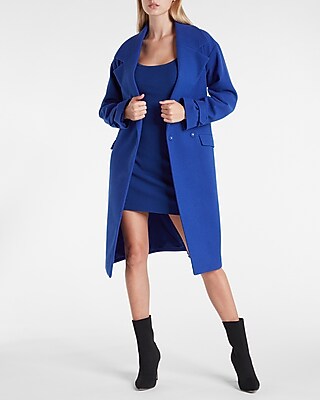 Belted Wrap Front Faux Wool Coat