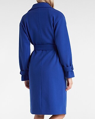 Belted Wrap Front Faux Wool Coat