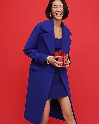 Belted Wrap Front Faux Wool Coat