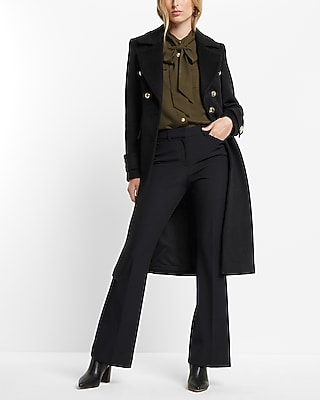 Wool-Blend Novelty Button Trench Coat