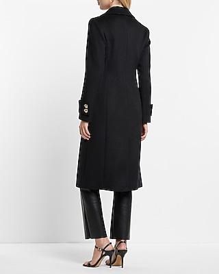 Wool-Blend Novelty Button Trench Coat