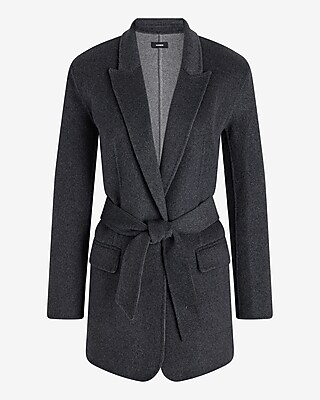 Wool-blend Oversized Belted Jacket | Express