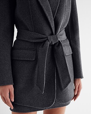 Wool-blend Oversized Belted Jacket | Express