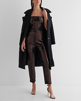 Faux Wool Double Breasted Signature Wrap Coat