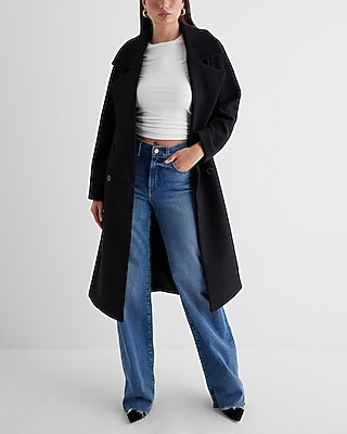 Faux Wool Double Breasted Signature Wrap Coat