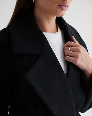 Faux Wool Double Breasted Signature Wrap Coat