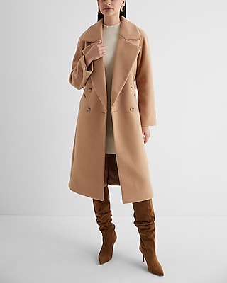 Faux Wool Double Breasted Signature Wrap Coat Express