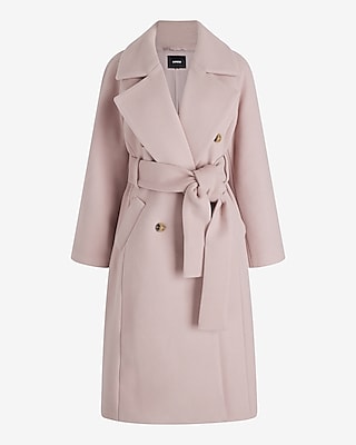 Faux Wool Double Breasted Signature Wrap Coat