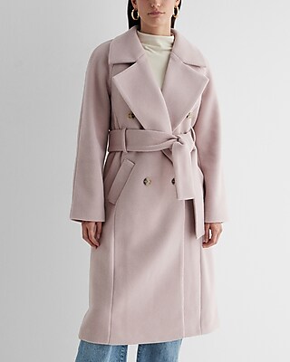 Faux Wool Double Breasted Signature Wrap Coat