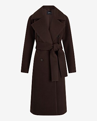 Faux Wool Double Breasted Signature Wrap Coat