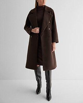 Faux Wool Double Breasted Signature Wrap Coat