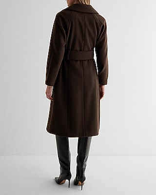 Faux Wool Double Breasted Signature Wrap Coat