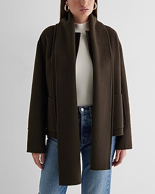 Wool-blend Scarf Collar Coat | Express