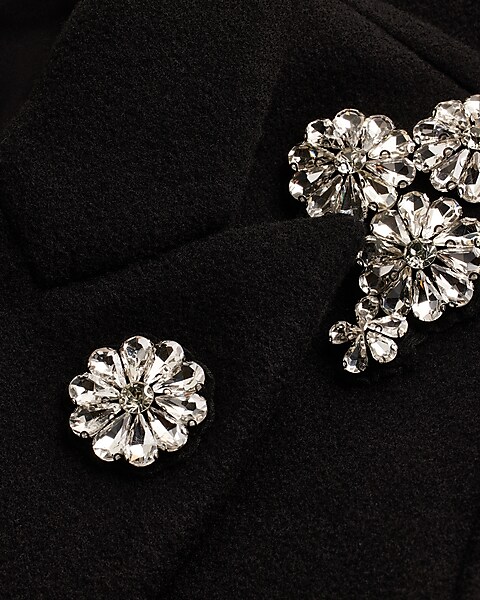 Luxurious Black Glass Crystal Applique For Women Overcoat Ornaments  Rhinestone Flower Trims In Pair Fashion Garments Accessory
