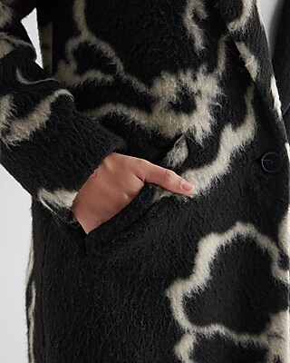 Wool-Blend One Button Floral Coat