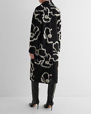 Wool-Blend One Button Floral Coat