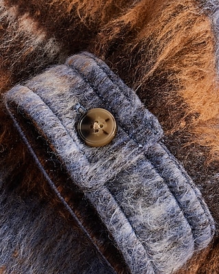 Plaid Wool-Blend Wrap Coat